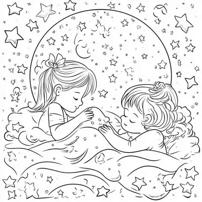 festa do pijama para colorir 15
