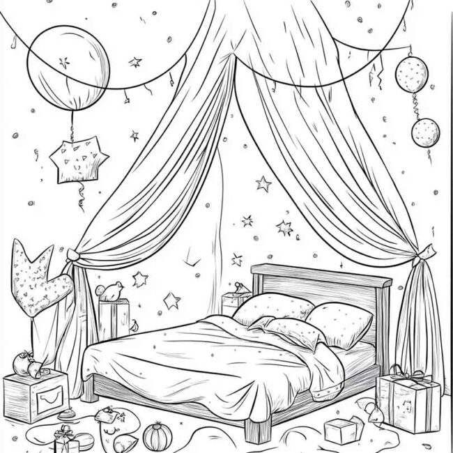festa do pijama para colorir 10