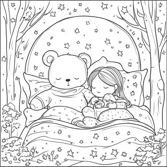 festa do pijama para colorir 12