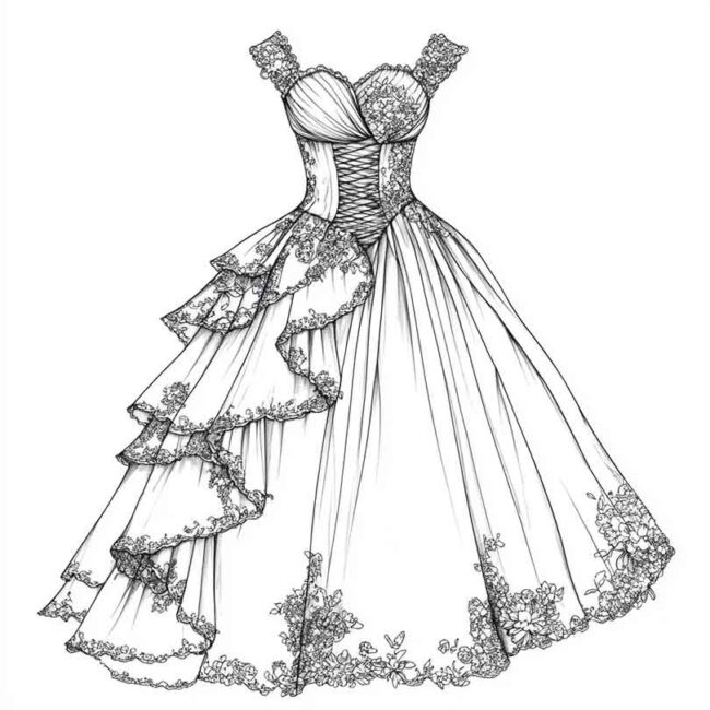 vestidos de prenda para colorir 1 vestidos de prenda para colorir 1
