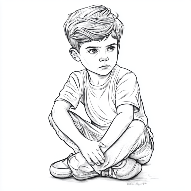menino sentado para colorir 34 menino sentado para colorir 34
