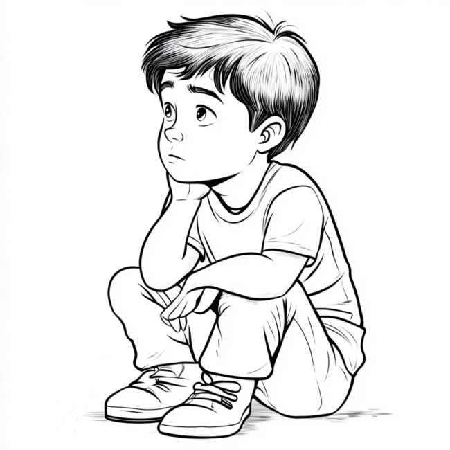 menino sentado para colorir 15 menino sentado para colorir 15