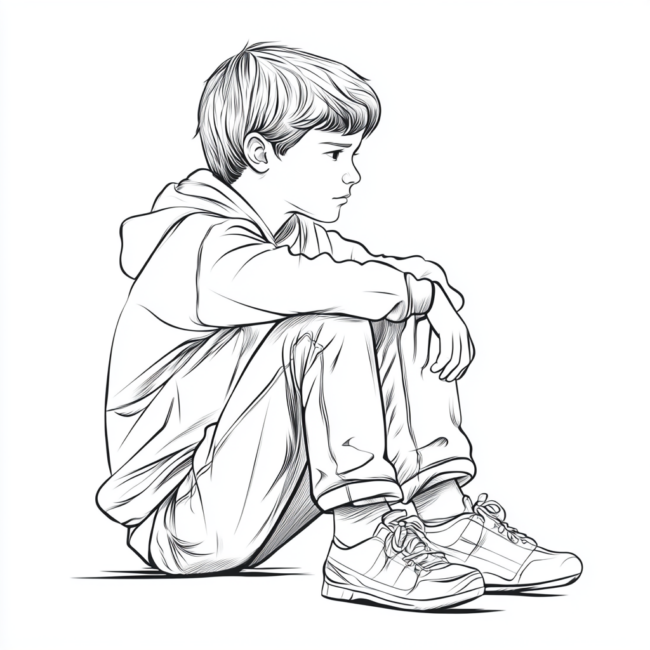 menino sentado para colorir 3 menino sentado para colorir 3