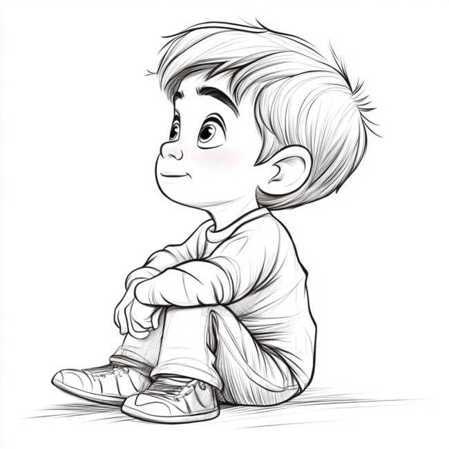 menino sentado para colorir 8 menino sentado para colorir 8