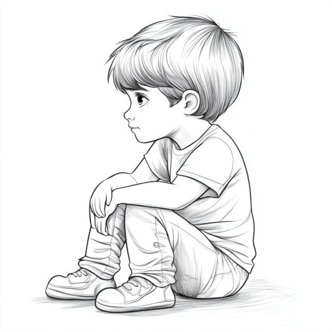 menino sentado para colorir 14 menino sentado para colorir 14