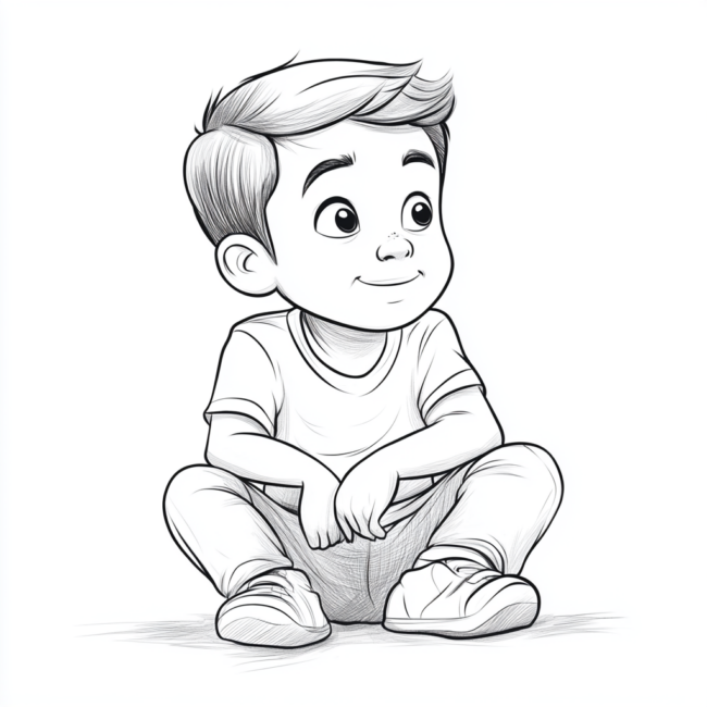 menino sentado para colorir 2 menino sentado para colorir 2