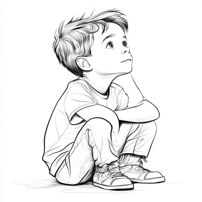 menino sentado para colorir 5 menino sentado para colorir 5