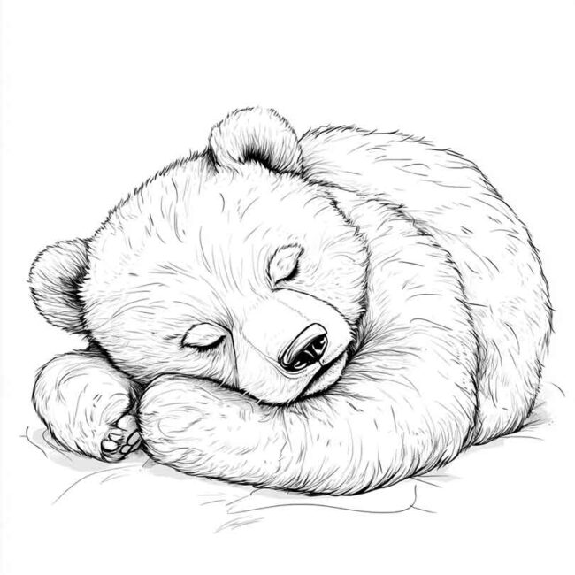 urso dormindo pra colorir 6