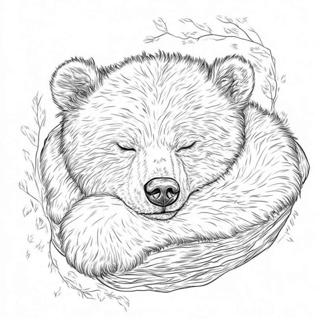 urso dormindo pra colorir 17