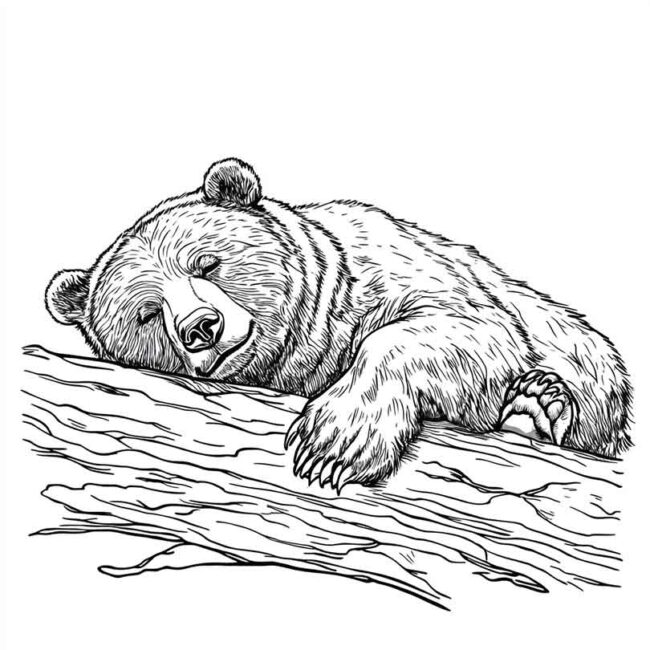 urso dormindo pra colorir 1