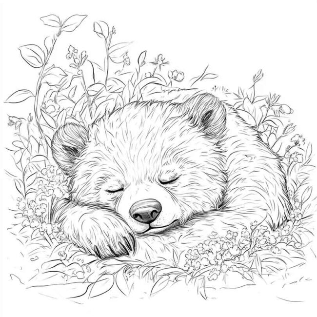 urso dormindo pra colorir 16