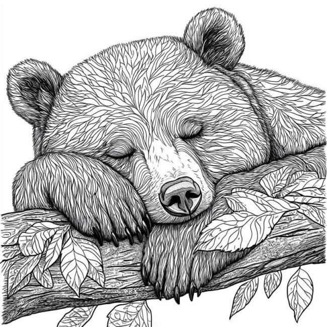 urso dormindo pra colorir 21