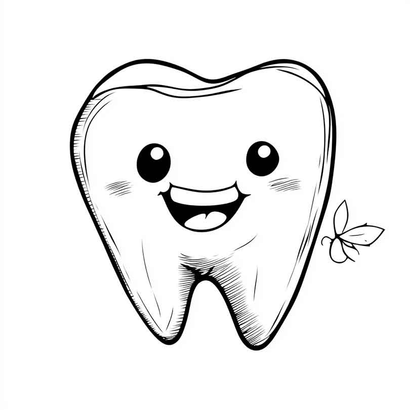 Desenhos de Dente Feliz para Imprimir e Colorir/Pintar