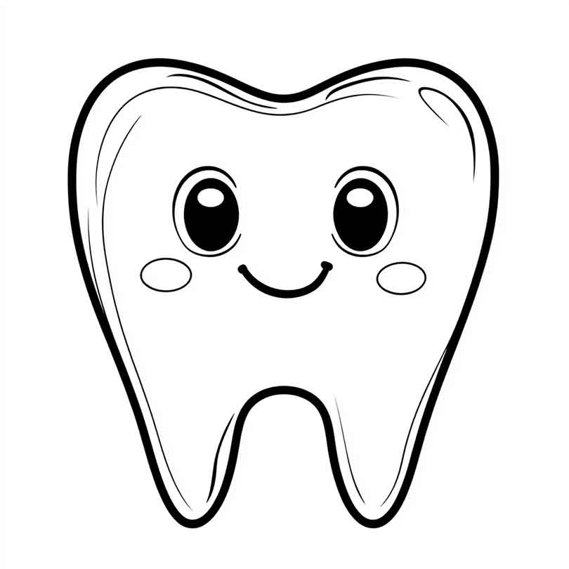 Desenhos de Dente Feliz para Imprimir e Colorir/Pintar