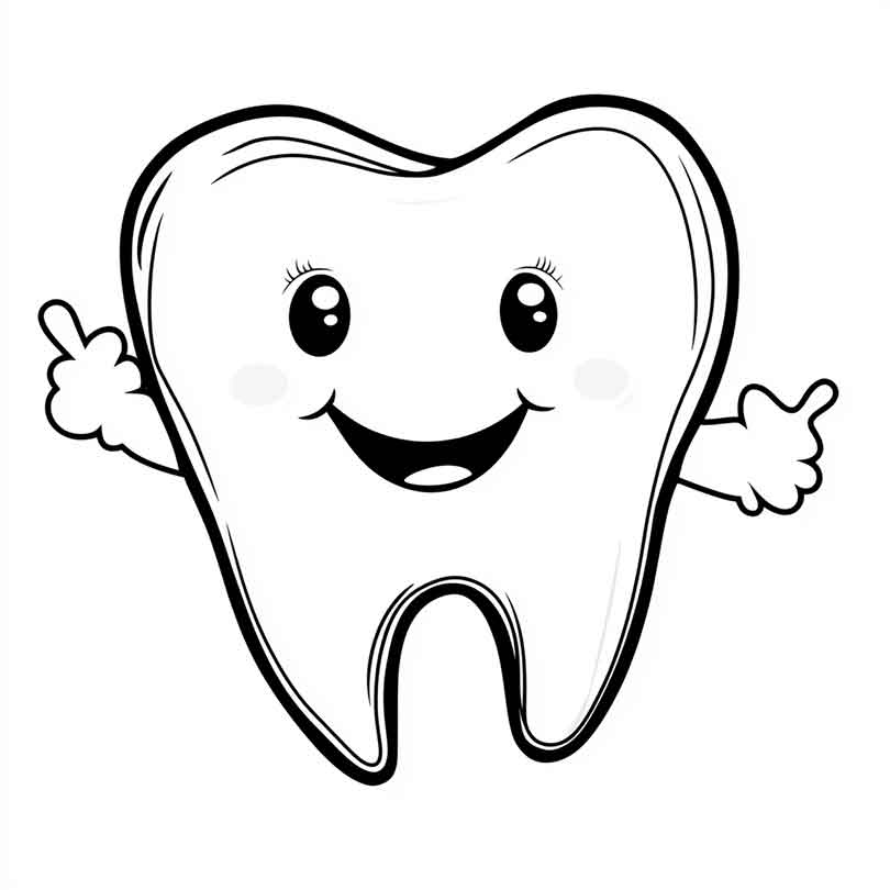 Desenhos de Dente Feliz para Imprimir e Colorir/Pintar