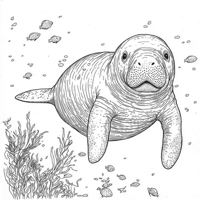 peixe boi para colorir 8