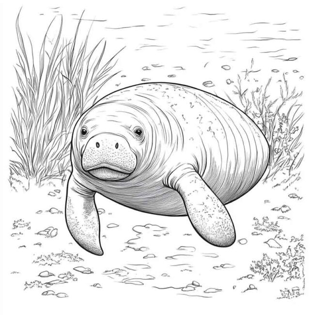 peixe boi para colorir 7