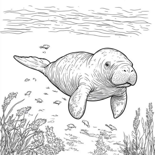 peixe boi para colorir 4