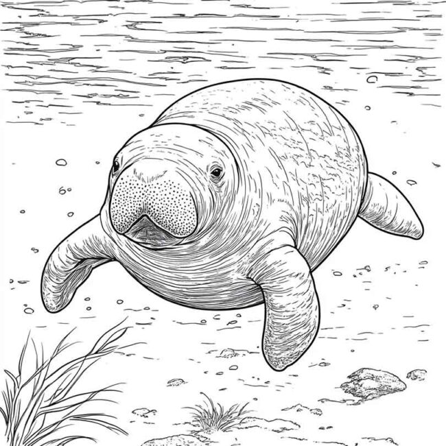 peixe boi para colorir 3