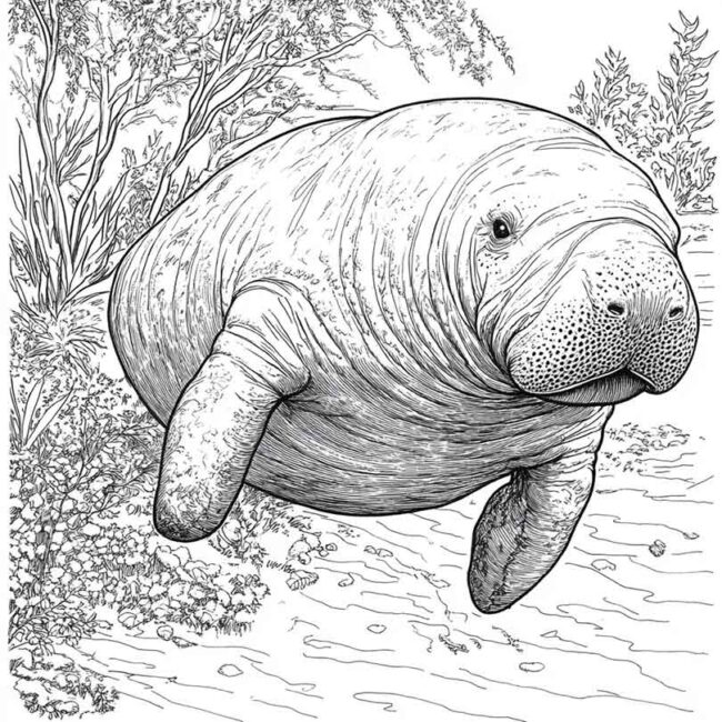 peixe boi para colorir 40