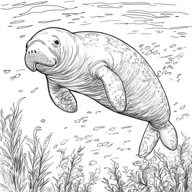 peixe boi para colorir 16