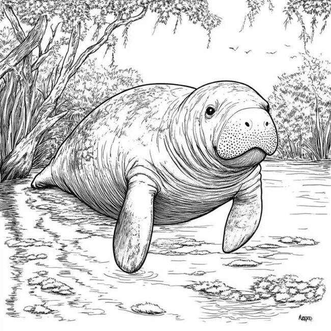 peixe boi para colorir 33