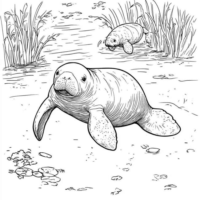 peixe boi para colorir 1