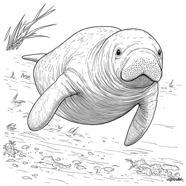 peixe boi para colorir 2