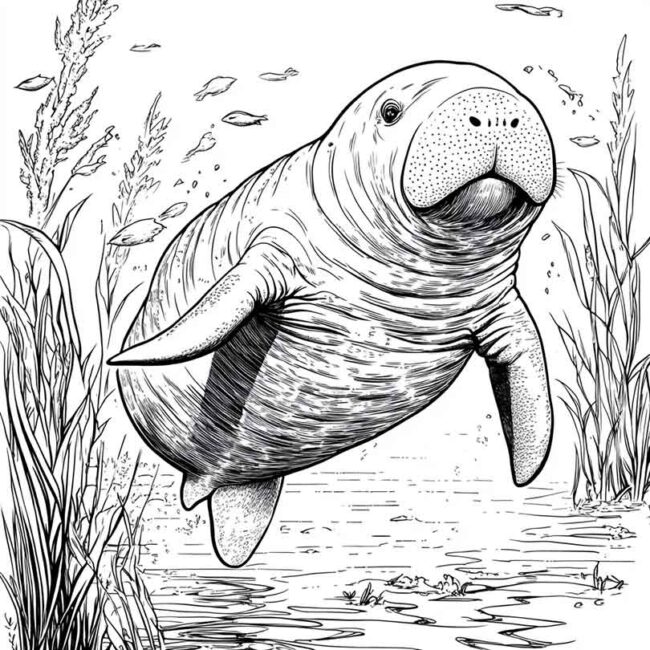 peixe boi para colorir 19