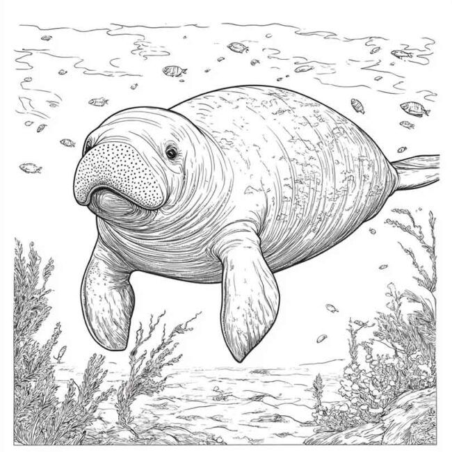 peixe boi para colorir 12