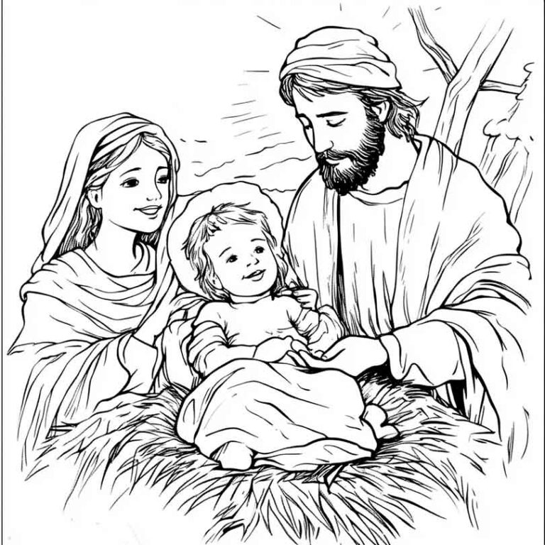 Desenhos do Nascimento de Jesus para Imprimir e Colorir/Pintar