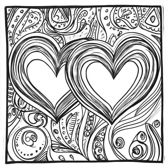 desenho de dois coracoes para colorir 8