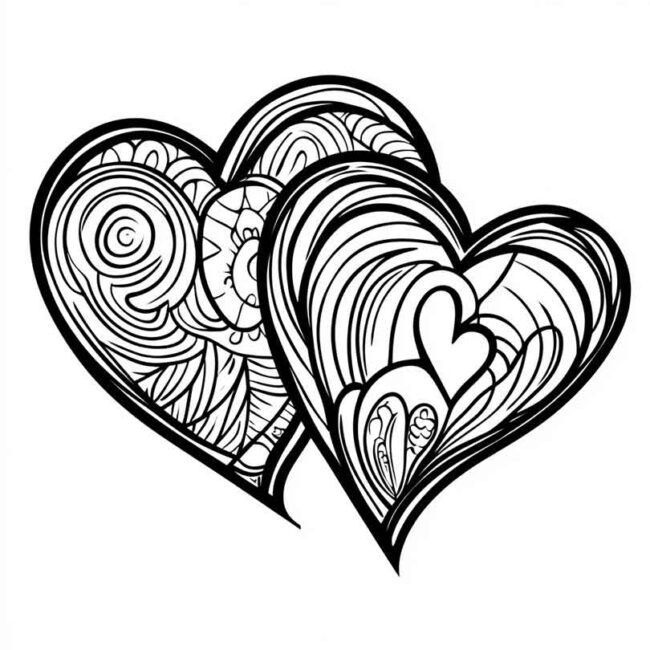 desenho de dois coracoes para colorir 34