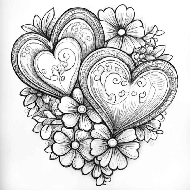 desenho de dois coracoes para colorir 4