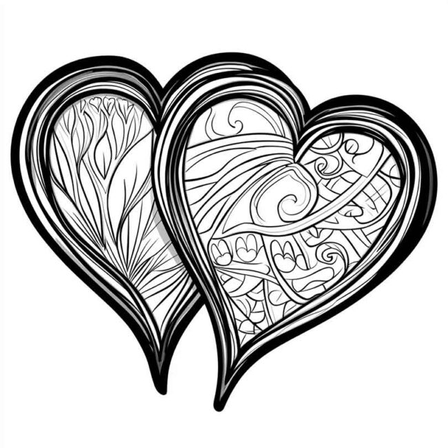 desenho de dois coracoes para colorir 26