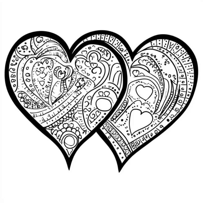desenho de dois coracoes para colorir 32