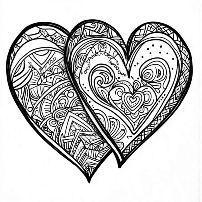 desenho de dois coracoes para colorir 13