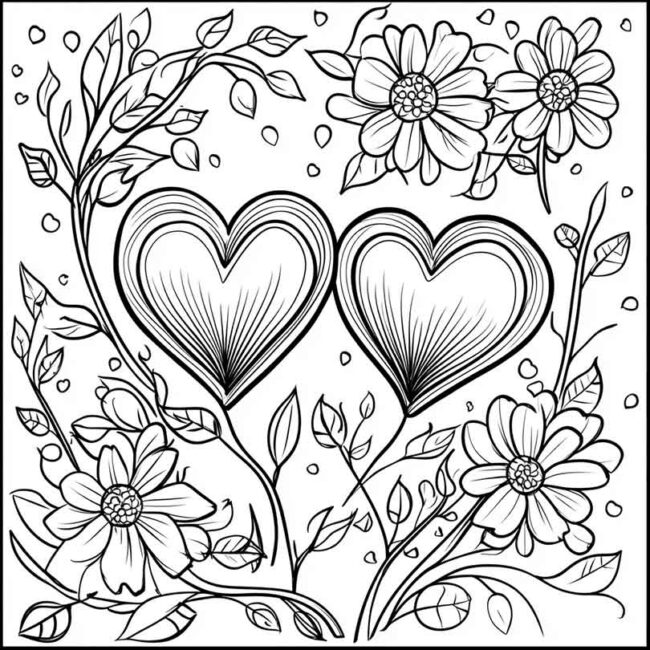 desenho de dois coracoes para colorir 18