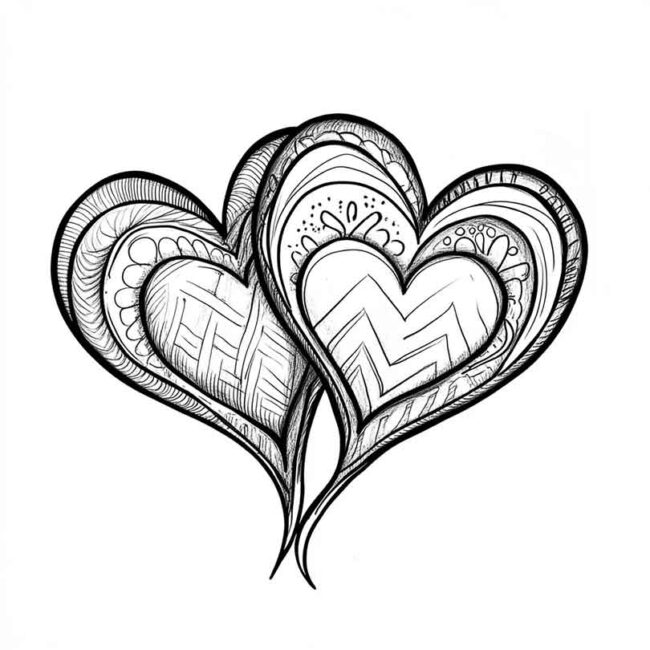 desenho de dois coracoes para colorir 30
