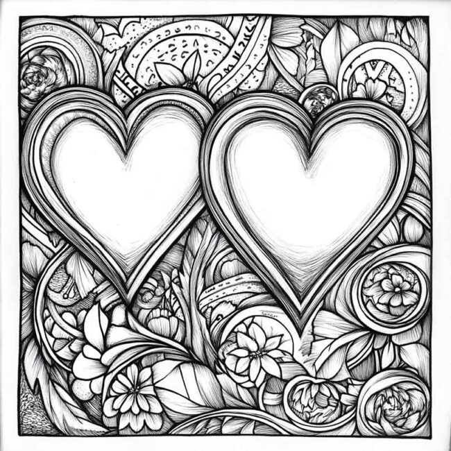 desenho de dois coracoes para colorir 1
