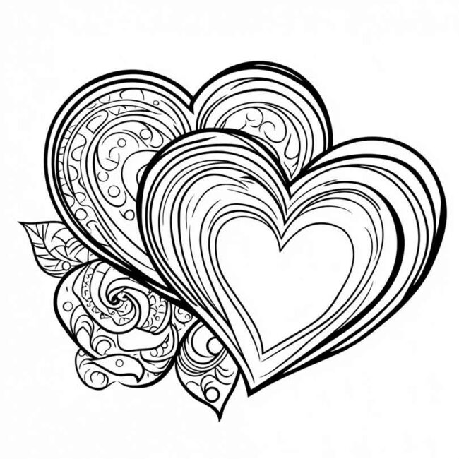 desenho de dois coracoes para colorir 25