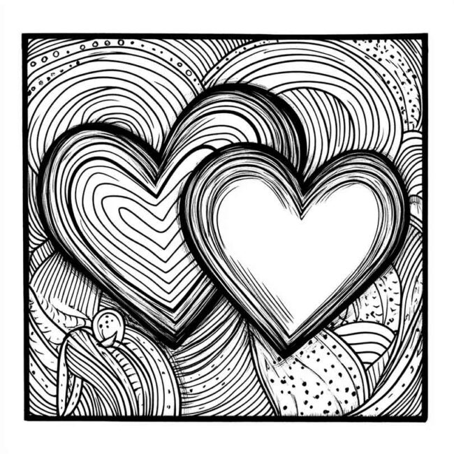 desenho de dois coracoes para colorir 12