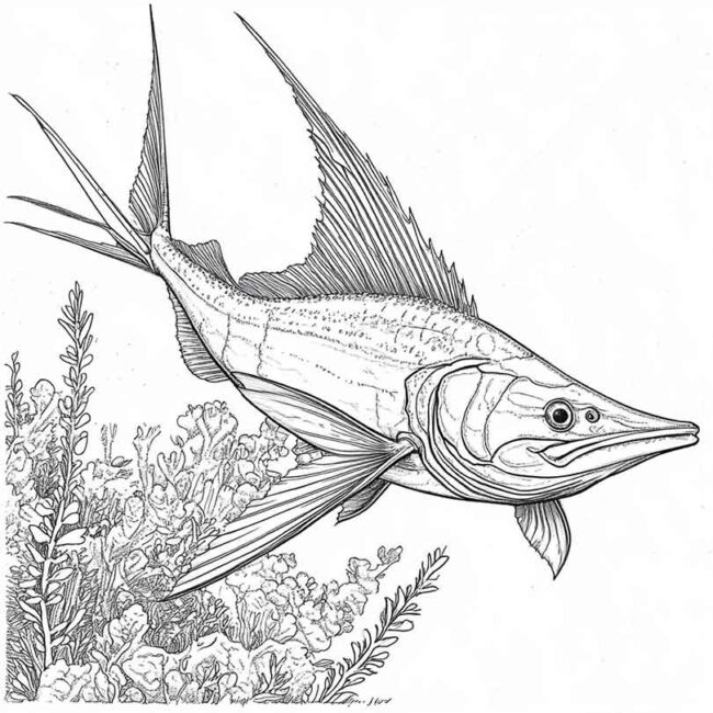 peixe espada para colorir 7