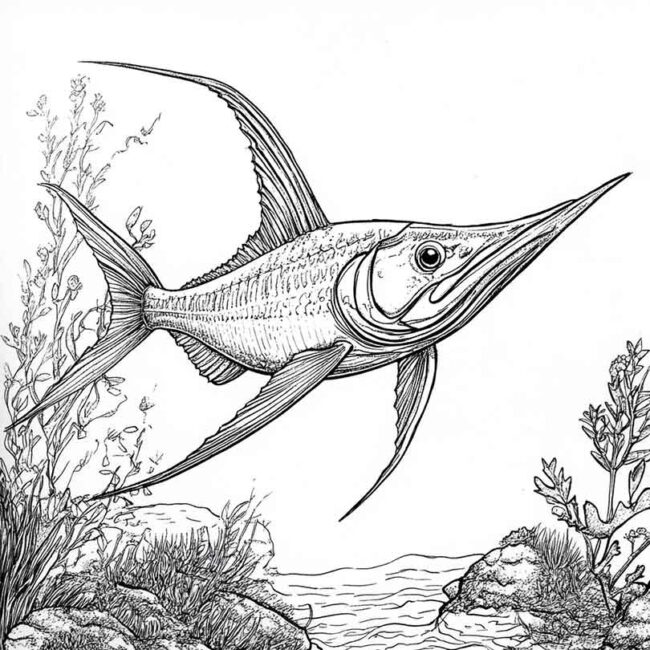 peixe espada para colorir 2