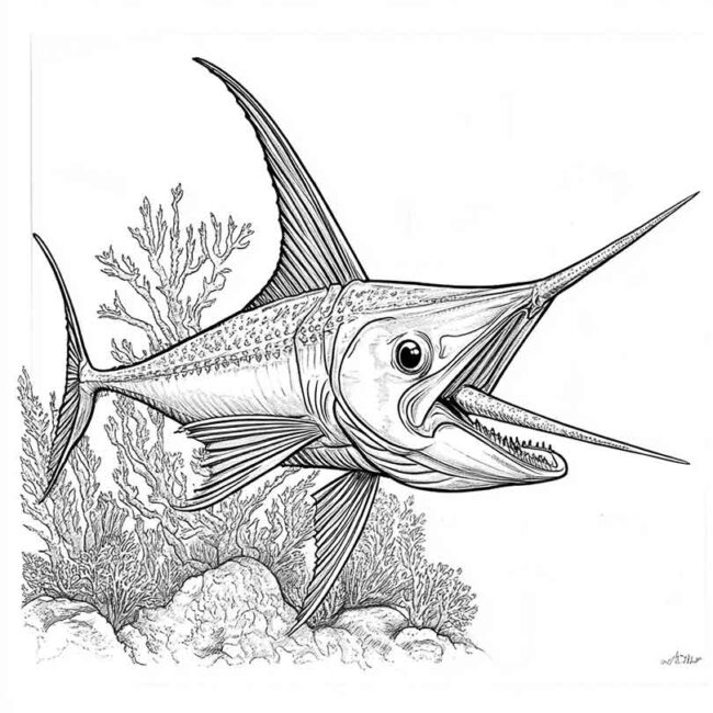 peixe espada para colorir 10