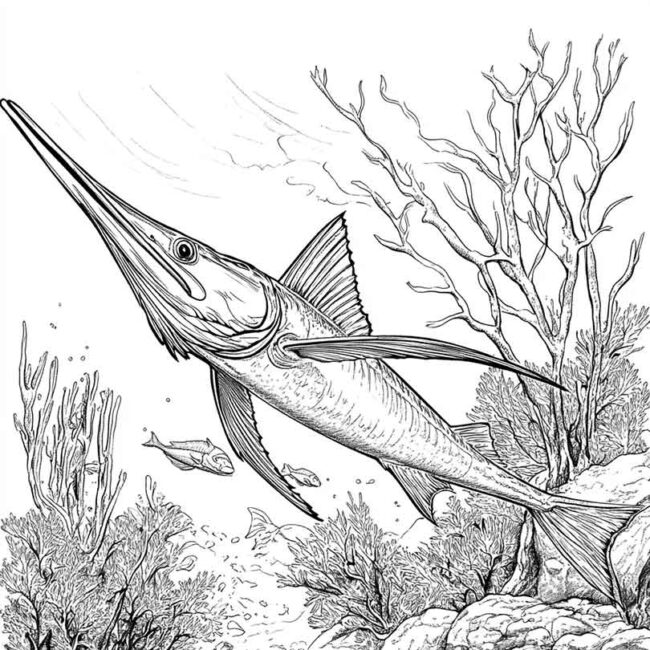peixe espada para colorir 3