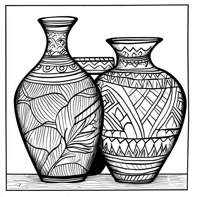 Desenhos GRÁTIS de Vasos Indígenas para Imprimir e Colorir/Pintar