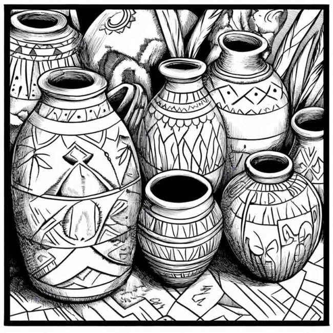 vaso indigena para colorir 3