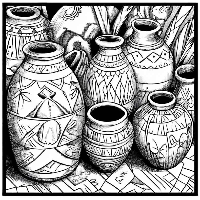 Desenhos GRÁTIS de Vasos Indígenas para Imprimir e Colorir/Pintar