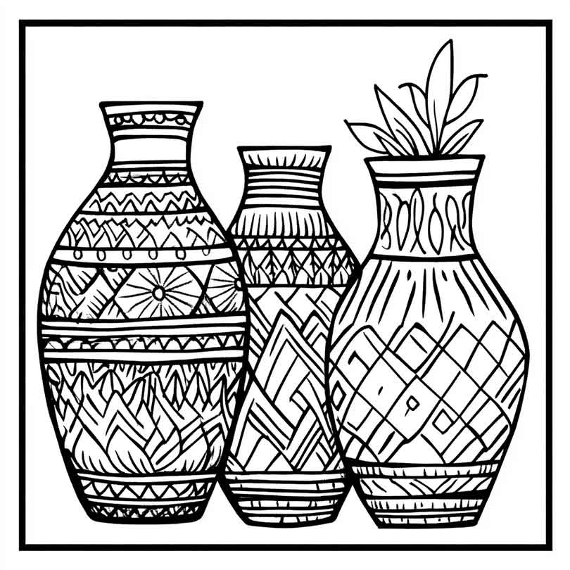 Desenhos GRÁTIS de Vasos Indígenas para Imprimir e Colorir/Pintar